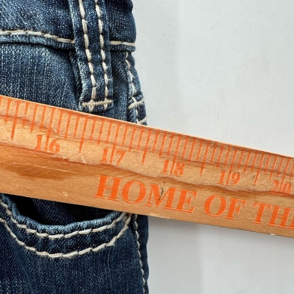 ROCK & ROLL Cowgirl midrise cotton-spandex embellished pocket bootcut jean 32 - Picture 5 of 12